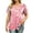 *Pink, variant on VBVC Women's Floral Print Henley Blouse , Ladies' V-Neck Short Sleeve Summer Top , Boho Tropical Vacation Shirts For Women,Black,S-3XL