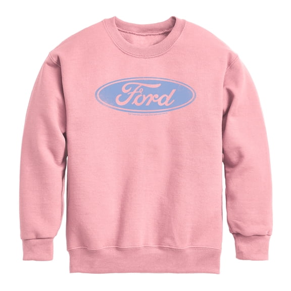 Ford - Blue Ford Logo Tonal Washed - Youth Boys Crew Fleece Sweatshirt