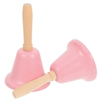 HEANUJJ Pink Metal Hand Bell with Wooden Handle for Hotel Counter Bell Use