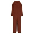 thumbnail image 5 of Lovskoo Women Fleece Onesie Long Sleeve Hooded Jumpsuit Pajamas Casual Winter Warm Sleepwear One Piece Zipper Hooded Loungewear B-Brown, 5 of 9