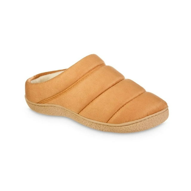 isotoner Advanced Memory Foam Microsuede Puffer Comfort Hoodback Slippers - 96019 (Buckskin, L)