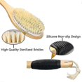thumbnail image 3 of Bath Brush Wooden Curved Long Handle Antiskid Shower Brush For Exfoliating, Natural Bristle Scrubber For Back Use Wet Or Dry, 3 of 5
