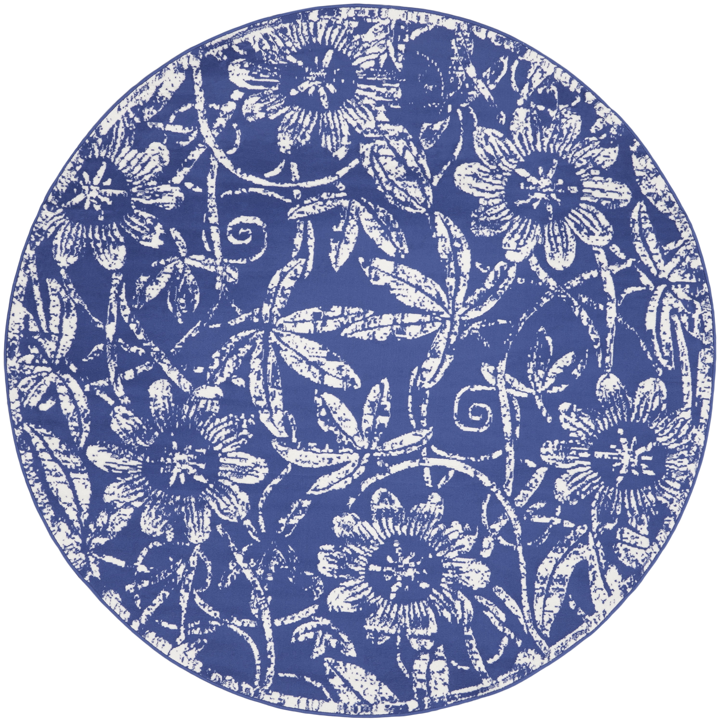 Nourison Whimsicle Botanical Bohemian Navy 5' x round Area Rug, (5' Round)