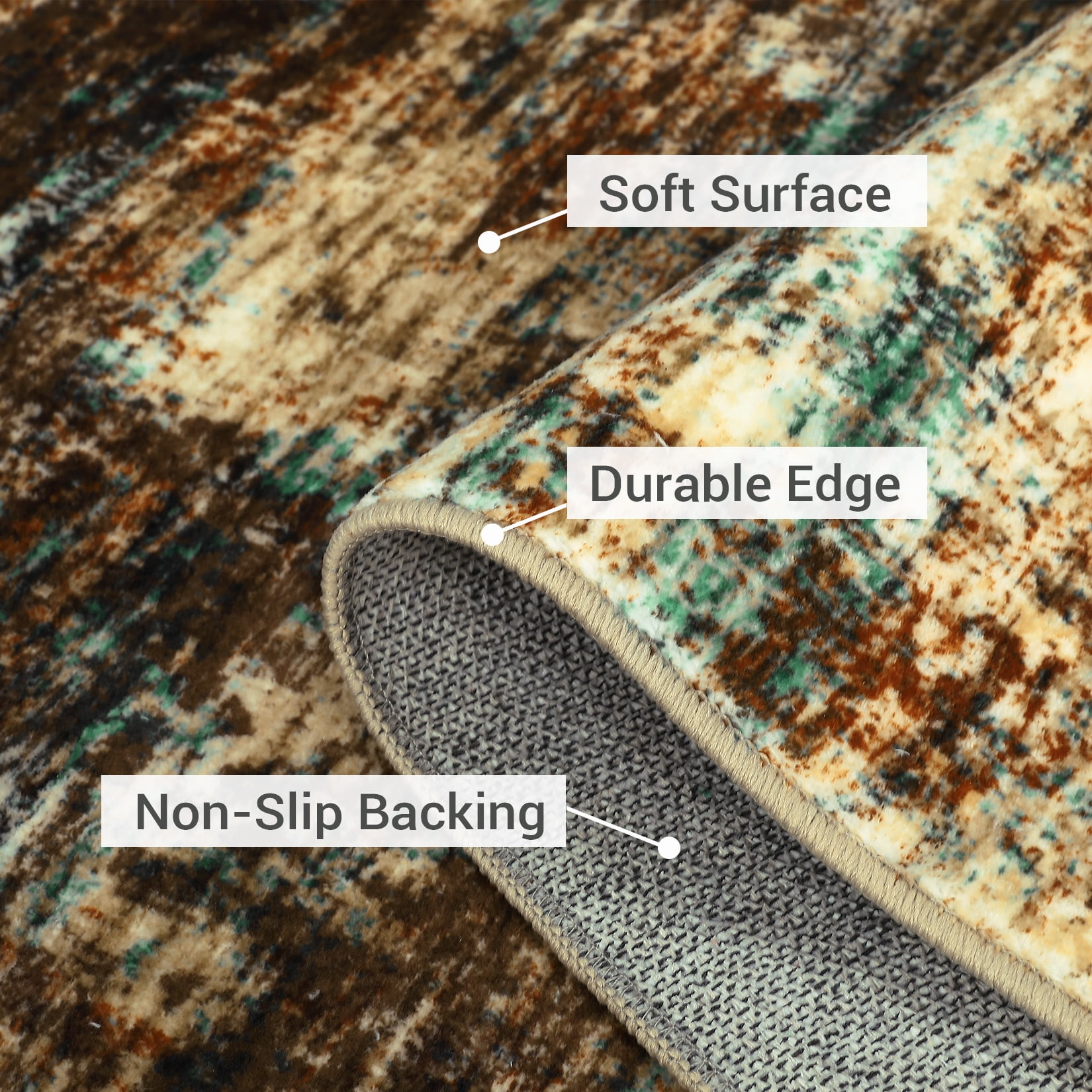 HOMERRY Rugs 9' x 12' Abstract Area Rug for Living Room Soft Low Pile Carpet, Brown/Multi