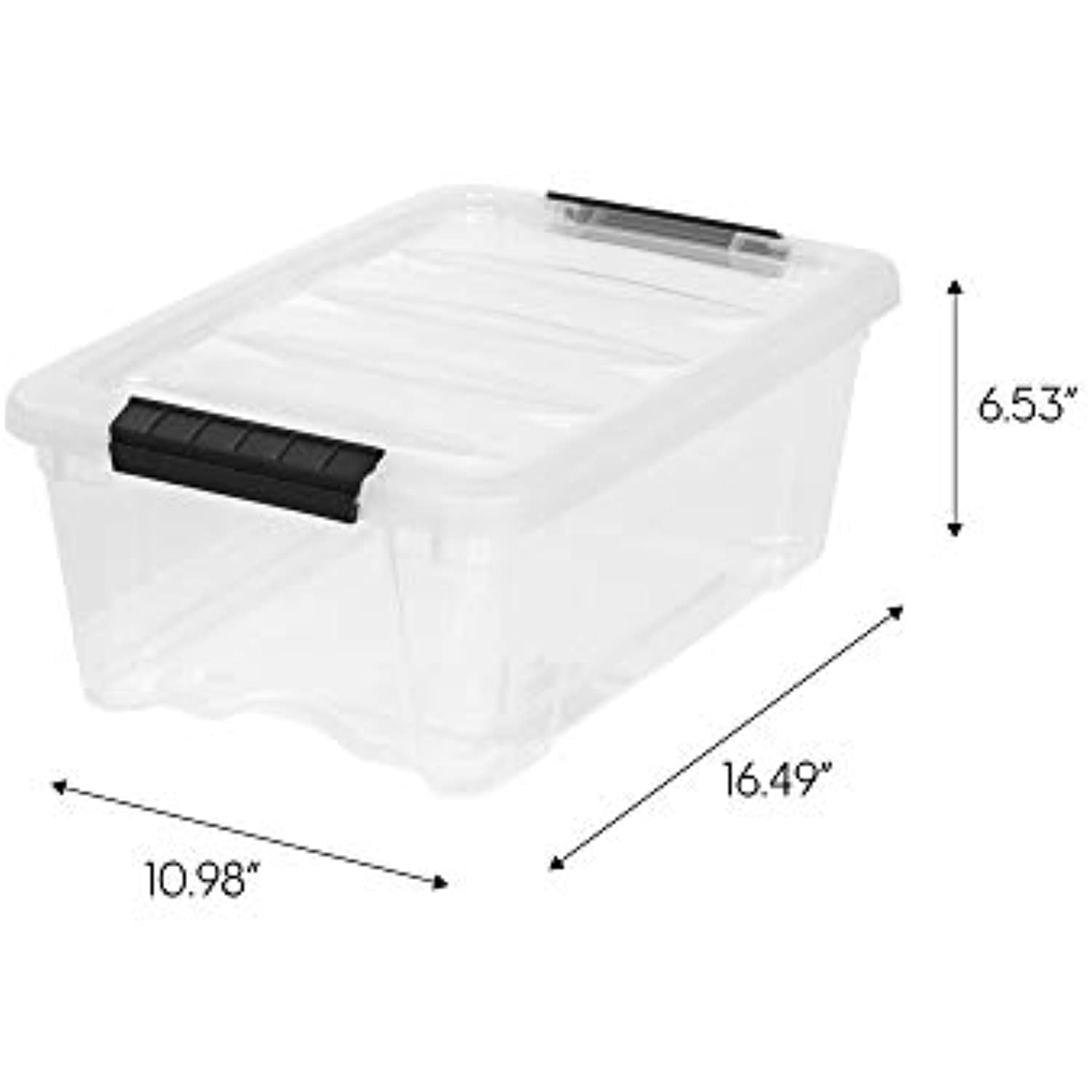 Iris Buckle-Up Storage Set 12.9 Quart 4 Pack Clear Plastic Storage Boxes W/ Lids 