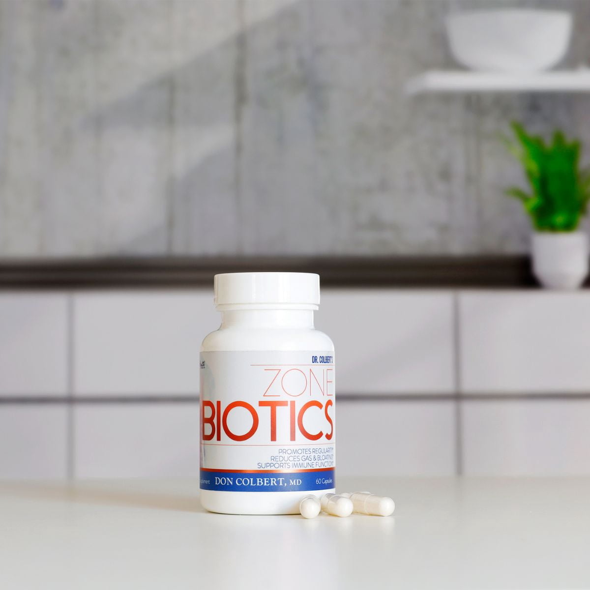 Dr. Colbert, MD Zone Biotics Probiotic | by Divine Health | Plantarum N13, Bacillus Subtilis, Bifidobacterium Lactis & Prebiotics FOS/GOS | 16 Billion CFU | 60 Capsules