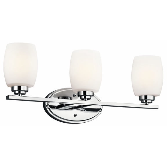 3 Light Bath Vanity Approved For Damp Locations With Contemporary Inspirations 9 Inches Tall By 24 Inches Wide-Chrome Finish-Incandescent Lamping