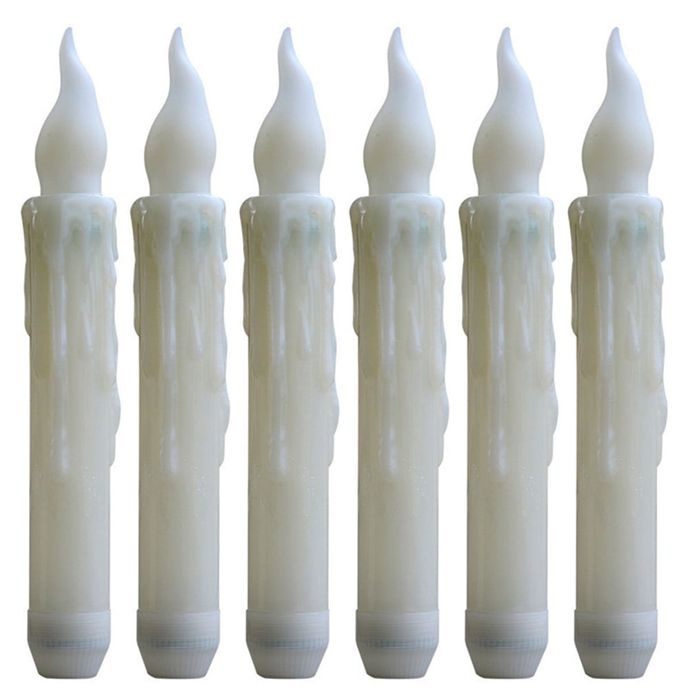 6/12PCS Flameless LED Taper Candles Lights, 0.79 x 6.9 Inch, Battery