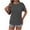 Dark Gray, variant on Women's Waffle Knit Tops Summer Trendy Crew Neck Short Sleeve Shirts with Pocket Loose Solid Color Blouses (XL, Black)