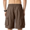 thumbnail image 3 of Men's Camouflage Cargo Shorts with Multi Pockets Elastic Waist Short Drawstring Ripstop Straight Leg Camouflage Cargo Shorts Loose Fit Hiking Outdoor Lightweight Work Bottom,Brown 4XL, 3 of 4