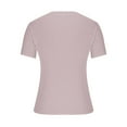 thumbnail image 3 of Mittory Women Crew Neck Ribbed Fitted Tight Tshirt Short Sleeve Shirt Basic Knit Top, 3 of 5