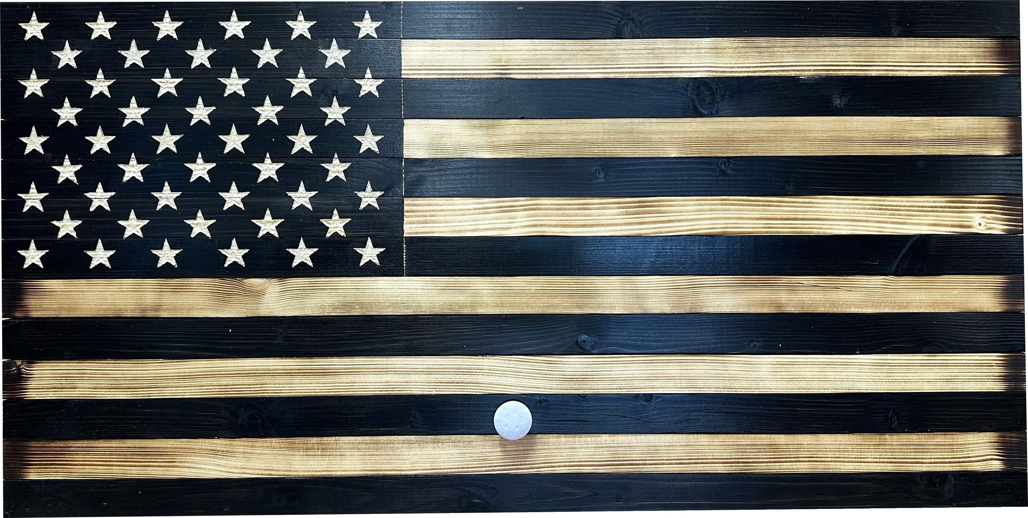 Wood American Flag Black 3-4 Gun Safe Magnetic Lock Secure Access Pistol Rack By Bellewood Designs