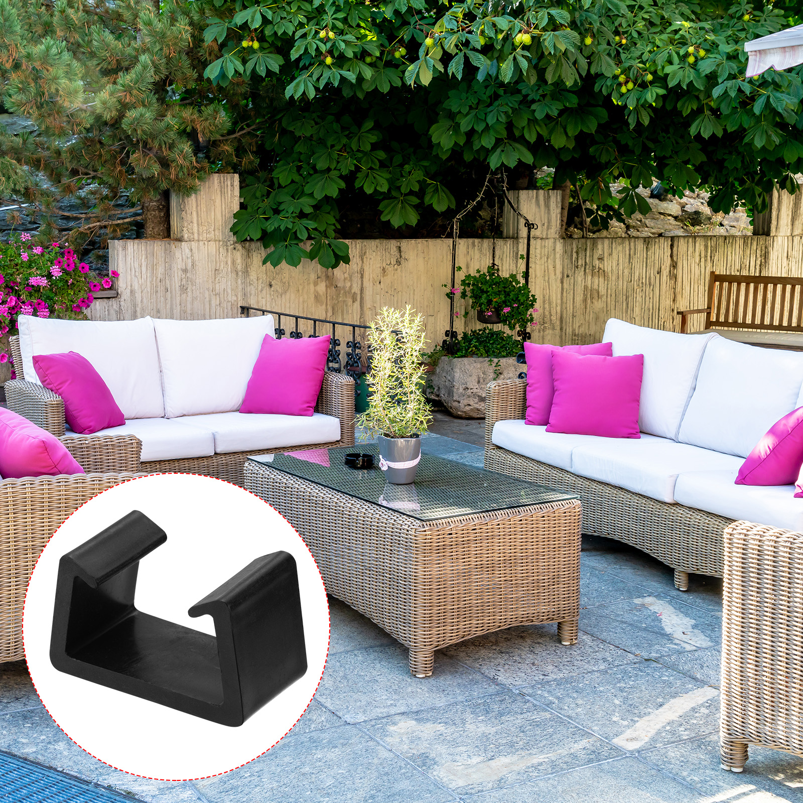 Unique Bargains Patio Furniture Clip Rattan Furniture Clamps Wicker Fasteners Black 8