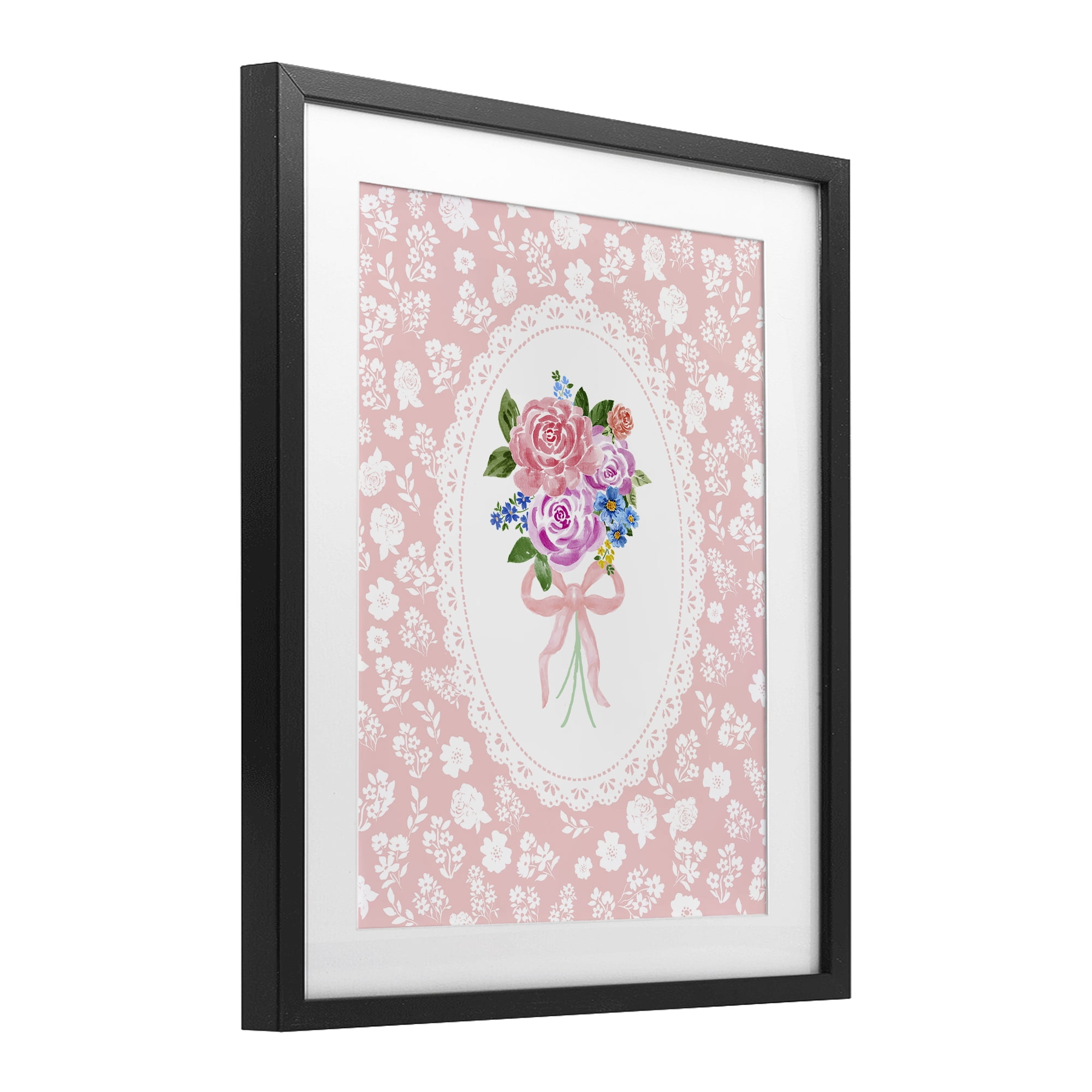 Stupell Industries Peach Feminine Bouquet Black Framed Print Under Glass, design by Corinne Haig