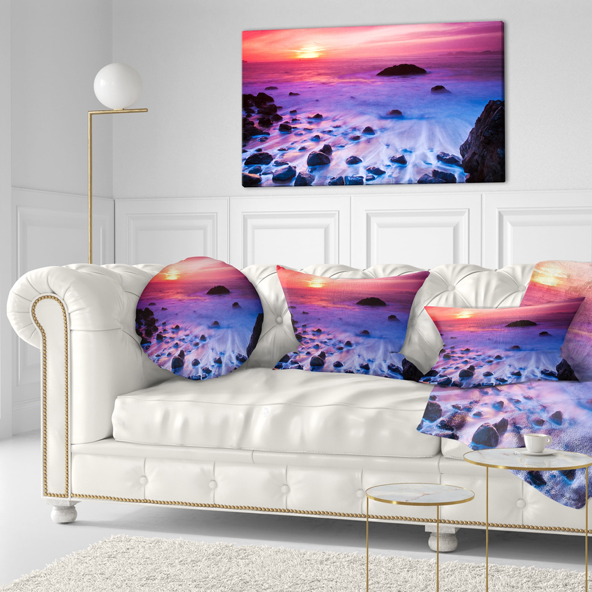 Designart 12" x 20" Blue Polyester Throw Pillow