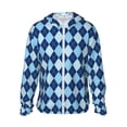 thumbnail image 2 of Uemuo Blue Squares Pattern Women's Full Zip UPF 50+ Sun Protection Hoodie Jacket Long Sleeve Sun Shirt Hiking Outdoor Performance with Pockets-XX-Large, 2 of 9