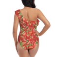 thumbnail image 5 of Picia Strawberry Pattern Women's One Piece Swimsuits,One Shoulder Swimwear Asymmetric ,Ruffle Monokinis Bathing Suits,High Waisted Flattering Bathing Suits-Large, 5 of 8
