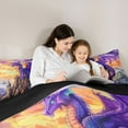 thumbnail image 5 of Manfei Purple Dragon Twin Comforter Set,Western Fantasy Castle,Super Cozy Reversible,2-Piece, 5 of 8