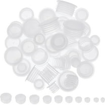 50Pcs 10 Sizes Salt and Pepper Shaker Stoppers 23/64 to 57/64 Inch Clear Replacement Stopper Plastic Round EndCap Open Hole Reusable Column Plug Cork for Wine Whiskey Brandy Bottles White diy