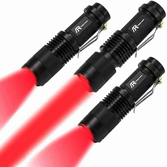 ZC3 Pack Red Light Flashlight, 3 Modes Mini Red LED Flashlight, Zoomable Red Flashlight Torch with Clip for Night Vision, Astronomy, Aviation, Night Observation