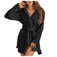 thumbnail image 5 of ZRBYWB Women Sleepwear Women Hooded Bathrobe Lightweight Soft Plush Long Flannel Sleepwear Hooded Bathrobe Plush Short Robe, 5 of 7