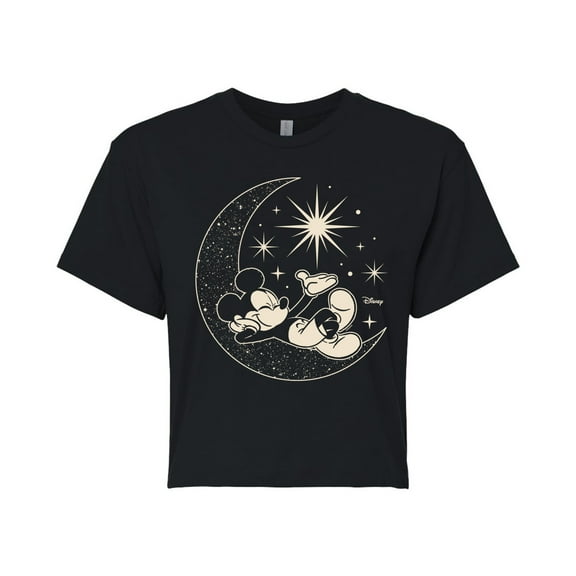 Disney - Mickey On Celestial Moon Cropped Graphic T-Shirt