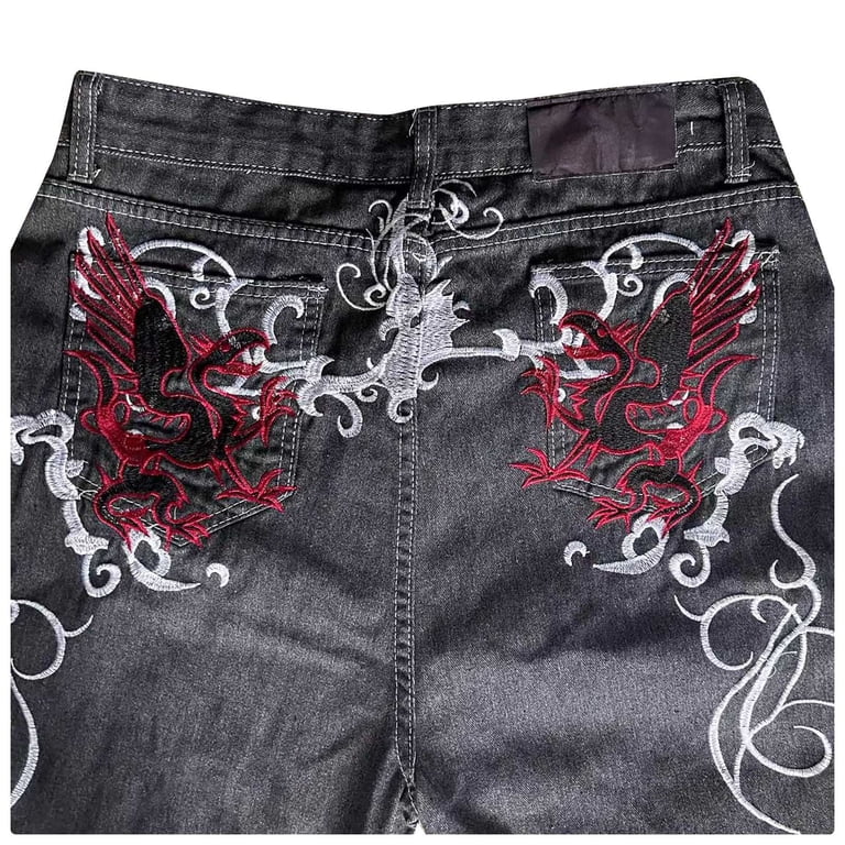 Luwomo Leisure Jeans Mens Male Dark Gothic Style High Waist Long