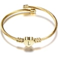 thumbnail image 1 of HSHDLDF Initial A to Z Letter Bracelets Gold Plated Stainless Steel 26 Letters Alphabet Heart Name Cuff Bracelet Expandable, 1 of 4