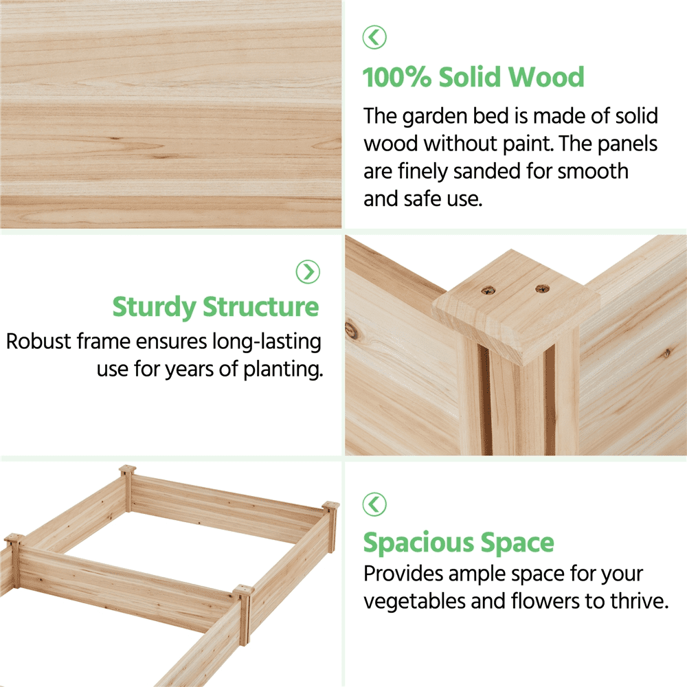 Renwick Stackable Wooden Garden Bed for Vegetable Flower Planting, Wood