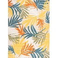 thumbnail image 2 of Oasis Modern Floral Gold and Orange Polypropylene Indoor Outdoor Area Rug, 7'x9' Rectangle, 2 of 7