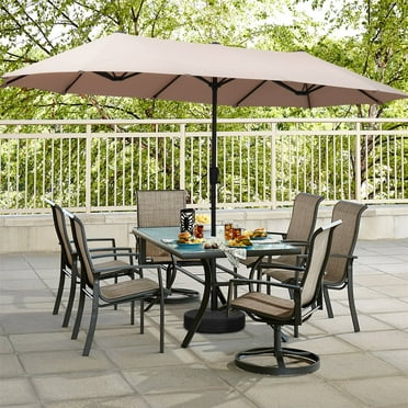 Ainfox 13ft Large Patio Umbrella Double Sided Outdoor Market Umbrella Khaki