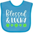 thumbnail image 3 of Inktastic Blessed and Lucky 4 Leaf Clovers St. Patrick's Day Boys or Girls Baby Bib, 3 of 4