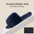 thumbnail image 3 of LongBay Women's Fuzzy Faux Fur Memory Foam Cozy Flat Spa Slide Slippers Comfy Open Toe Slip On House Shoes Sandals, 3 of 6