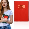 thumbnail image 2 of 2026 Weekly Monthly Pocket Planner, A6 Mini Daily Agenda Book with Faux Leather Hardcover, Small Schedule Organizer Calendar Planner, 6.8" x 3.77" Weekly Notebook, 1Pc, Multicolor(Red,6.8x3.7"), 2 of 9