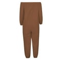 thumbnail image 4 of Jumpsuits for Women Dressy Loose Fit Elastic Off Shoulder Beam Foot Long Sleeve Rompers Playsuits with Pockets Plus Size, 4 of 5