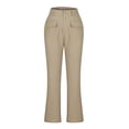 thumbnail image 7 of REALiKUN Wide Leg Pants Women High Waisted Business Casual Elastic Waist Cropped Trouser Pockets Stretch Fall Knit Pants, 7 of 7