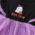 thumbnail image 6 of LIIPEE Girls Dresses Halloween Cartoon Letter Ghost Pumpkin Printed Puff Sleeve Round Neck Ball Gown Princess Sundress Toddler Elegant Birthday Wedding Weekend Dress,Purple,18-24 Months, 6 of 7