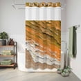 thumbnail image 6 of No Hook Shower Curtain with Built-in Rings - Beach Sea Wave Washable Waterproof Fabric Bathroom Curtains for Hotel,Rentals, Stall 36 X 78 Inch , Coastal Ocean Orange, 6 of 9