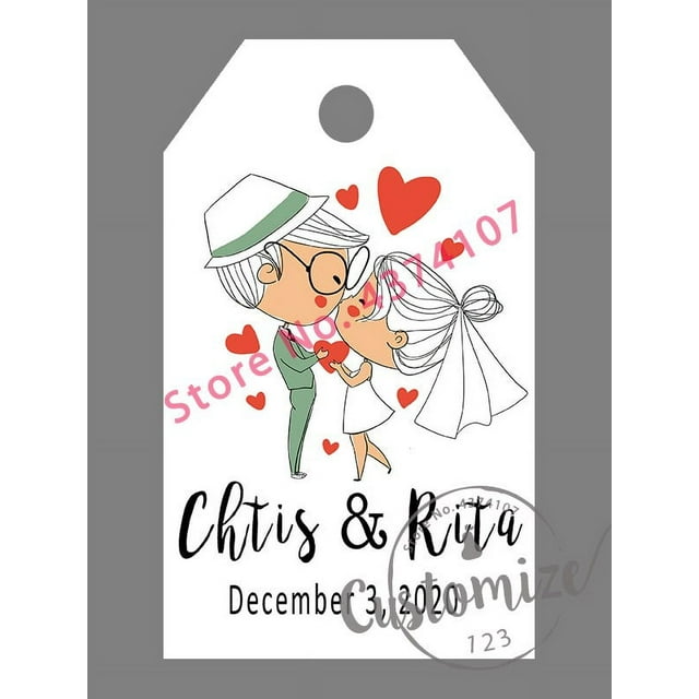 Etiquetas de boda personalizadas, etiquetas de favores de dulces, personalizadas, cumpleaños, bautismo, su foto-papel perlado, 3x5cm, 100 unids/set
