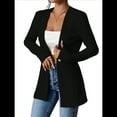 thumbnail image 1 of Chaqueta de Traje Informal de Oficina para Mujer, de Larga, con un Botón y Abertura Frontal, con Diseño de Gofre Negro M, 1 of 7