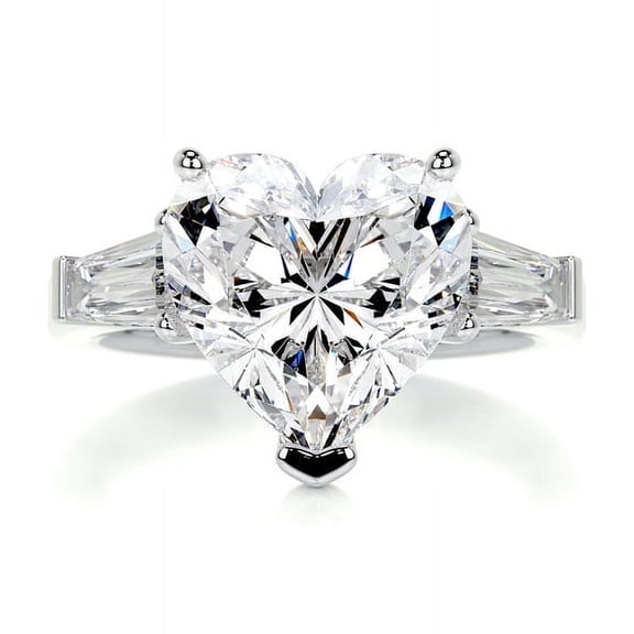 Spot Jewel 2.1 Ct Heart Cut Mid Century Diamond Engagement Ring - 14K White Gold Over - Beautiful Lab-Created Simulated Diamond Ring for Women’s Engagements, Anniversaries, and Gifts for Her