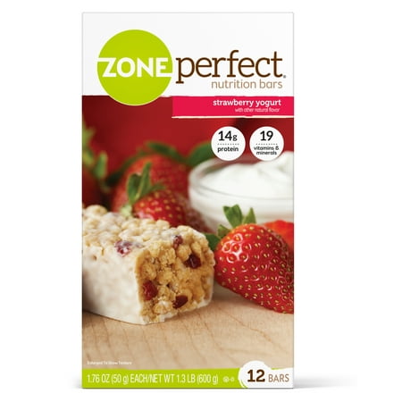 ZonePerfect Nutrition Bar, Strawberry Yogurt, 14g Protein, 12 Ct