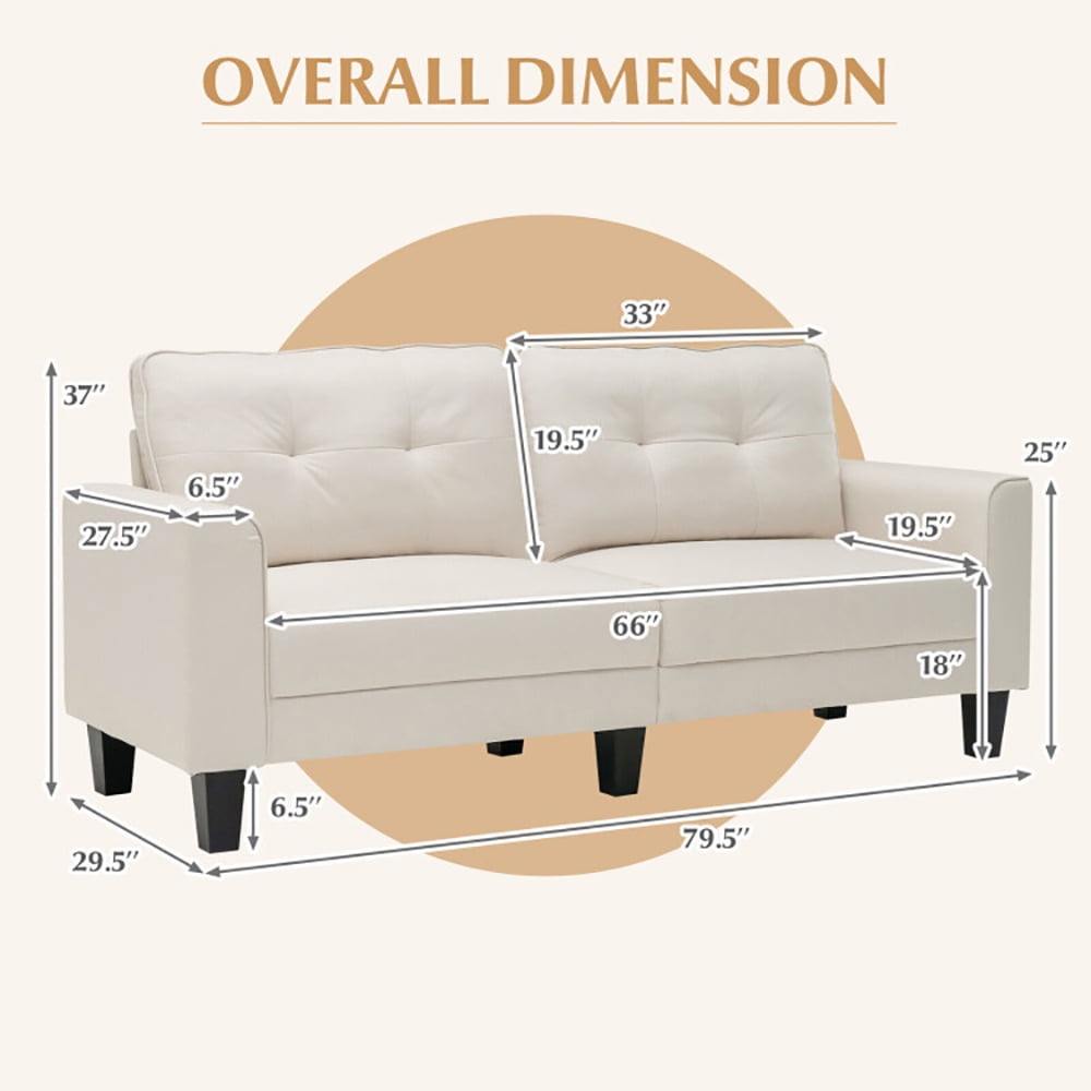 Finihen Loveseat Sofa, Modern Loveseat Sofa Couch, 79.5 Inch Fabric Loveseat Sofa with 2 Removable Back Cushions, for Living Room, Bedroom, Beige Finihen Loveseat Sofa, Modern Loveseat Sofa Couch, 79.5 Inch Fabric Loveseat Sofa with 2 Removable Back Cushions, for Living Room, Bedroom, Beige