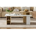thumbnail image 3 of Euroco 2-Piece Nesting Coffee Table Set for Living Room, Modern Round Coffee Tables with Wood Grain Veneer, Space-Saving Layered Design, Particle Board Construction, 3 of 9
