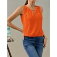 thumbnail image 5 of Tank Top for Women Keyhole V Neck Sleeveless Summer Casual Loose Fit Business Cute Floral Basic Shirt Blouse Orange S, 5 of 6