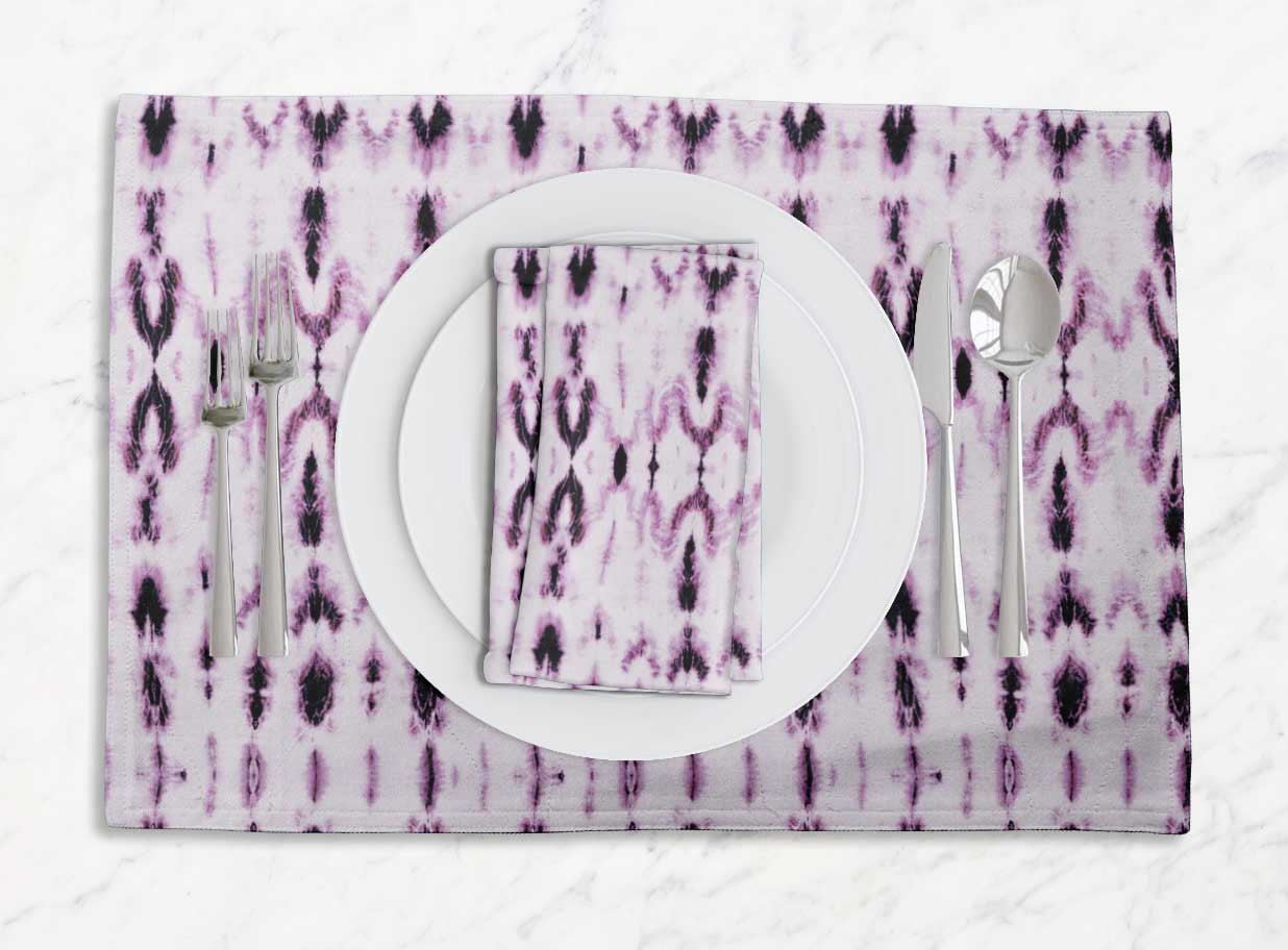 Details about   S4Sassy Stripe Shibori Printed Reversible Tablemats With Napkins Set-SH-17A 