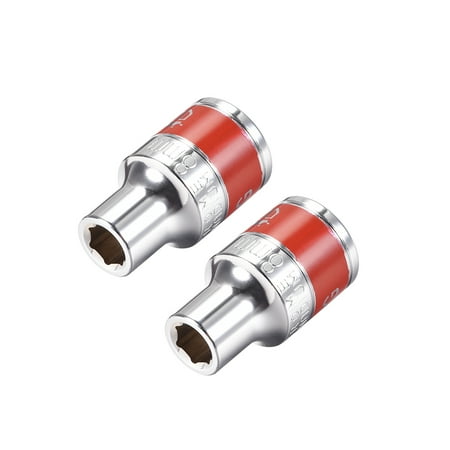 

2 Pcs 1/2-Inch Drive by 8mm Shallow Socket w Red Band Cr-V 6-Point Metric