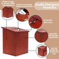 thumbnail image 3 of Wood Charity Donation collection Box Office suggestion Ballot Box With wide slot for envelopes and suggestion comment forms, side Pocket and Locking Hinged Lid & Pen for Table Or Counter-topMahogany, 3 of 6