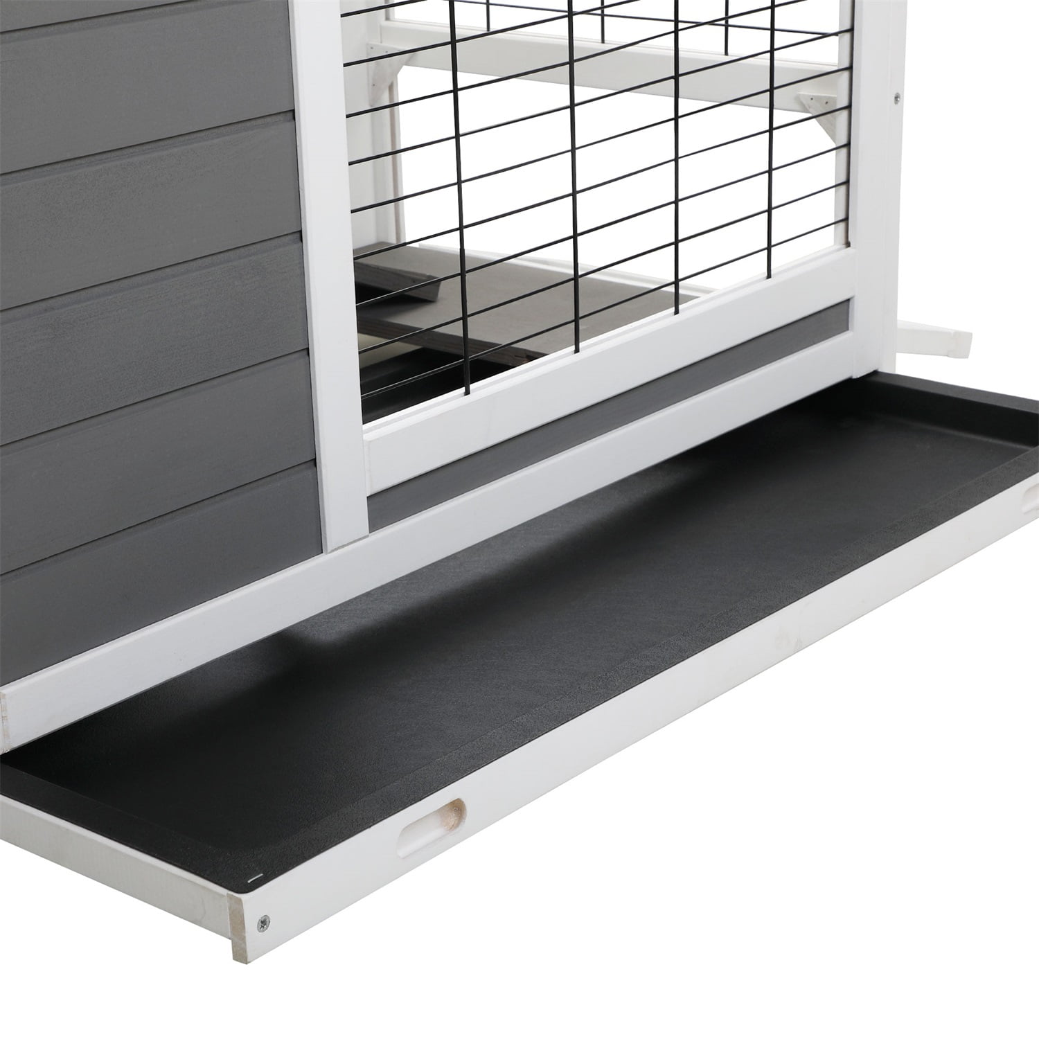 Pefilos 35" 2-Storey Guinea Pig Hutch Pet House Box Wooden Rabbit Cage Comfy Cabin for Small Animals, Gray Pefilos 35" 2-Storey Guinea Pig Hutch Pet House Box Wooden Rabbit Cage Comfy Cabin for Small Animals, Gray