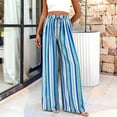 thumbnail image 2 of Lumtrix Striped Pants Women Summer Lounge Wide Leg Slacks Casual High Waist Trousers with Pockets Blue 2XL, 2 of 7